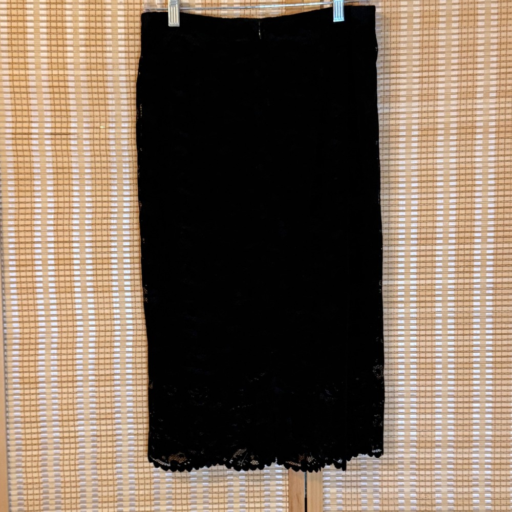 Chico's Black Lace Midi Skirt Floral Scalloped Hem NWT Size 00/S Whimsigoth - Picture 4 of 10